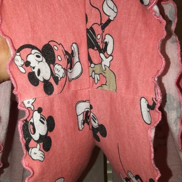 Disney 0-2 XS Coral Black White Mickey Mouse Short Sleeve Top & Shorts PJ Set - Picture 9 of 12